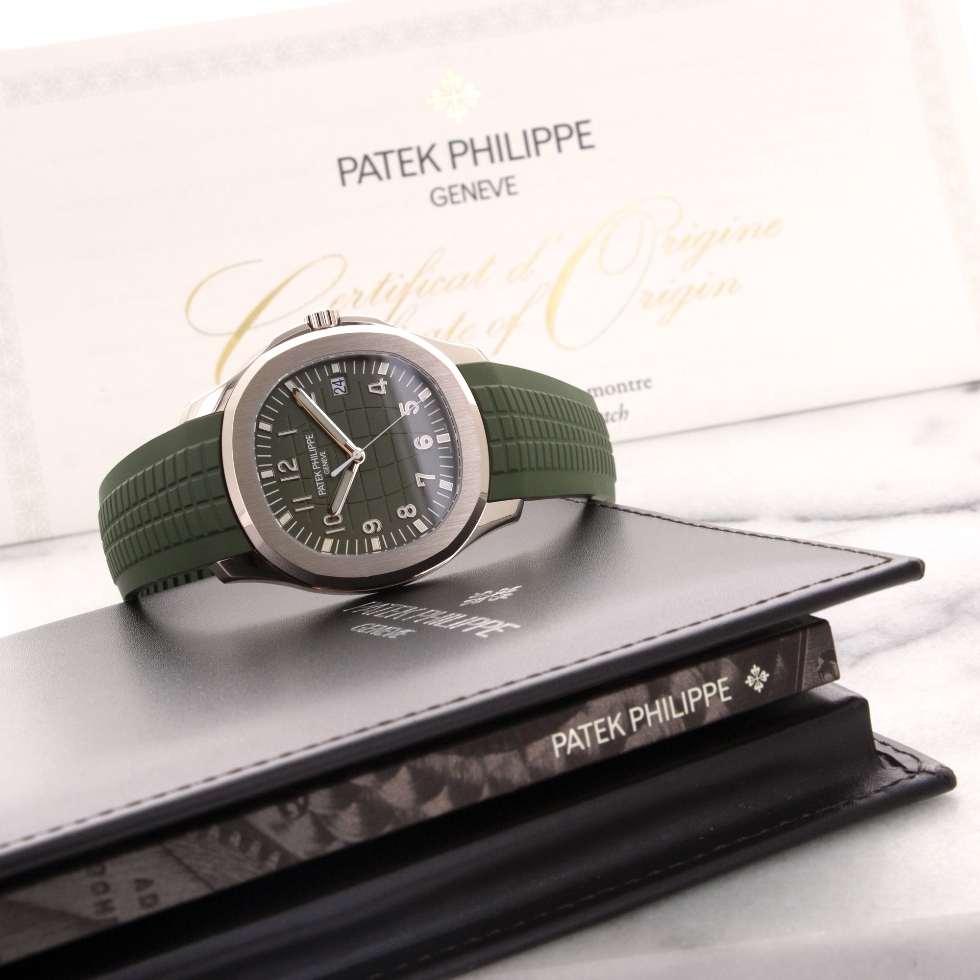 Patek Philippe - Patek Philippe White Gold Aquanaut Green Watch Ref. 5168 - The Keystone Watches