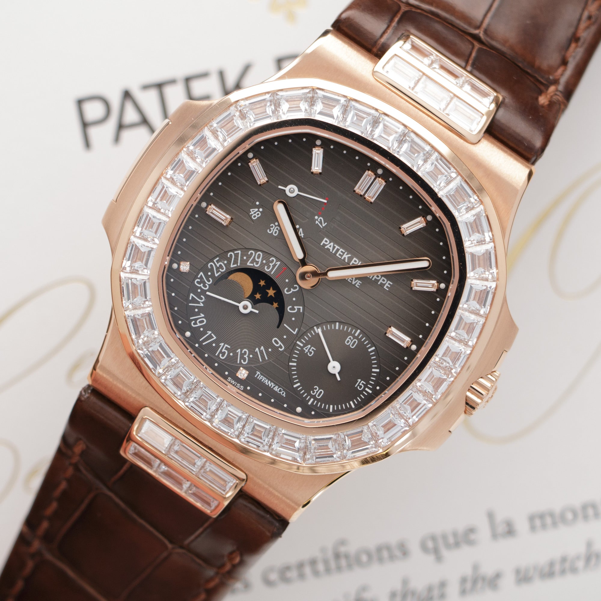 Patek Philippe - Patek Philippe Rose Gold Nautilus Diamond Watch Ref. 5724, Retailed by Tiffany & Co. - The Keystone Watches