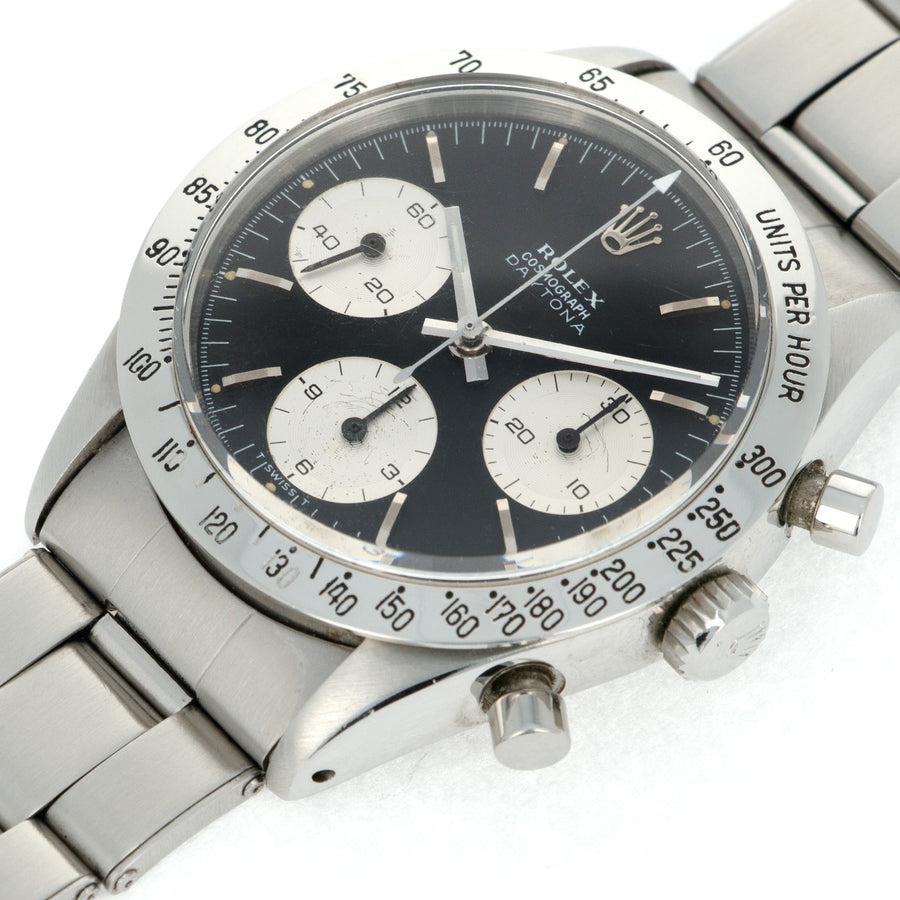 Rolex Daytona 6239 Steel  Excellent Overall Condition, No Notable Signs of Wear Unisex Steel Black 37 mm Manual 1965/1966 Steel Handmade Travel Pouch 