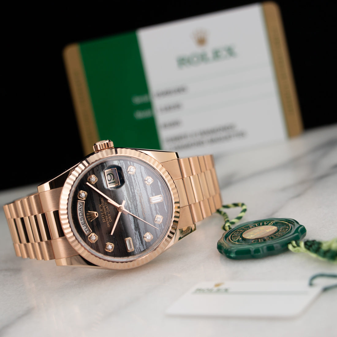 Rolex Rose Gold Day-Date Everose Ferrite Diamond Watch Ref. 118235