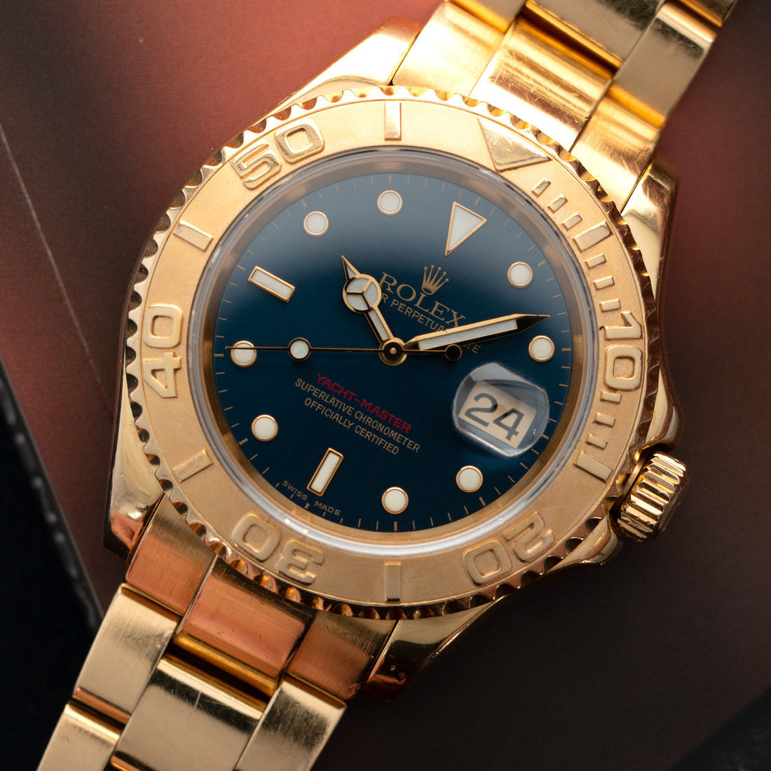 Rolex Yacht-Master 18k Yellow Gold Watch Blue Dial 16628