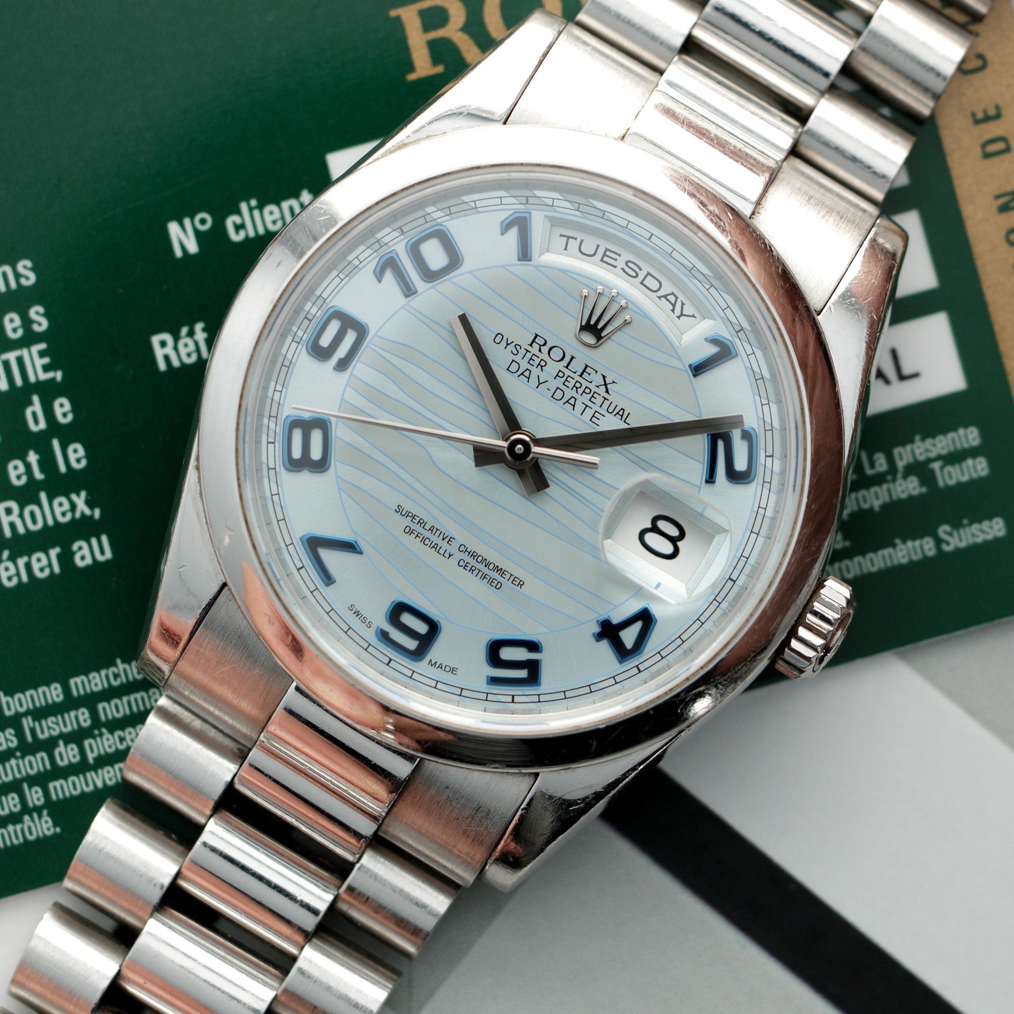 Rolex - Rolex Day-Date Platinum Ice Blue Dial Ref. 118206 - The Keystone Watches