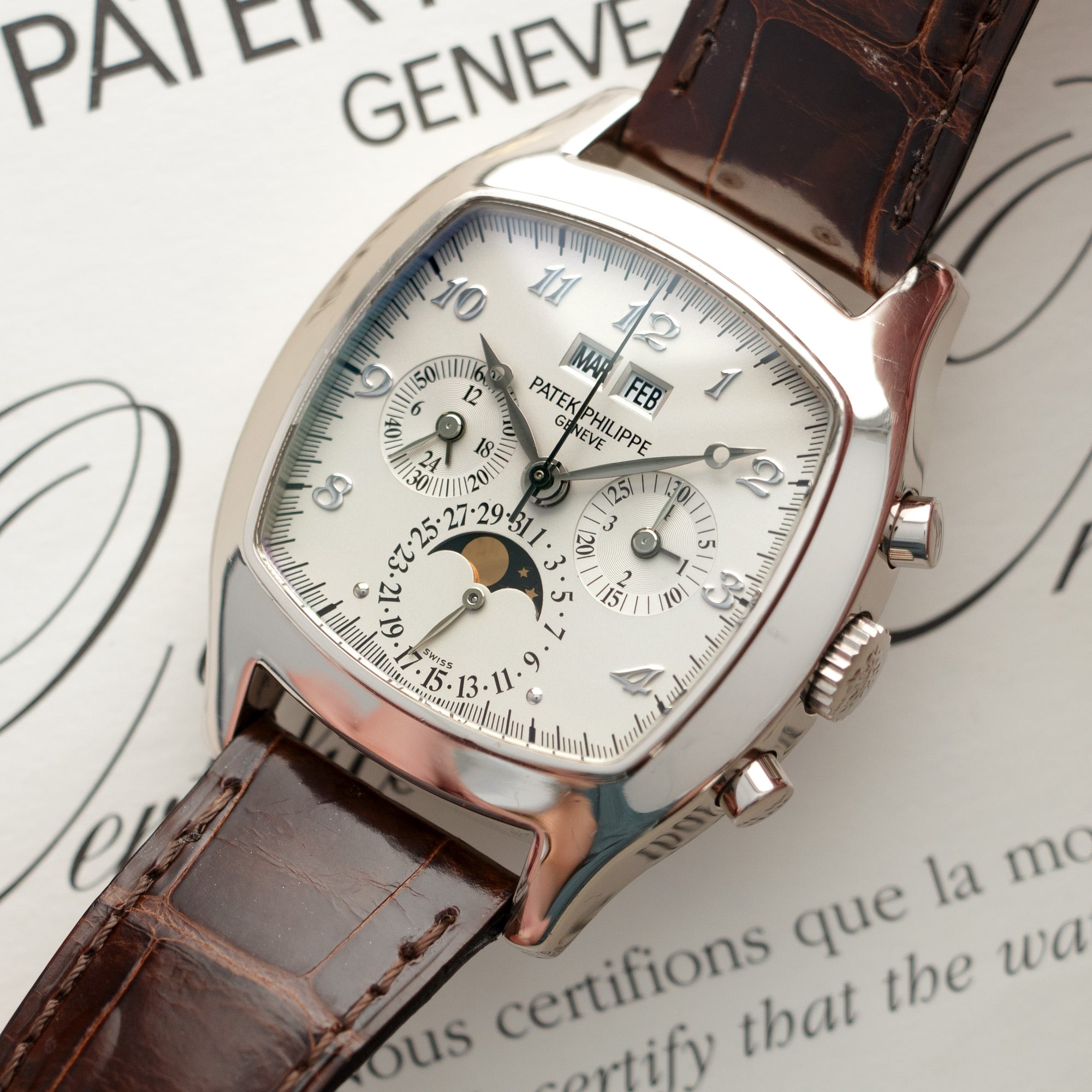 Patek Philippe - Patek Philippe White Gold Perpetual Calendar Chrono Watch Ref. 5020 - The Keystone Watches