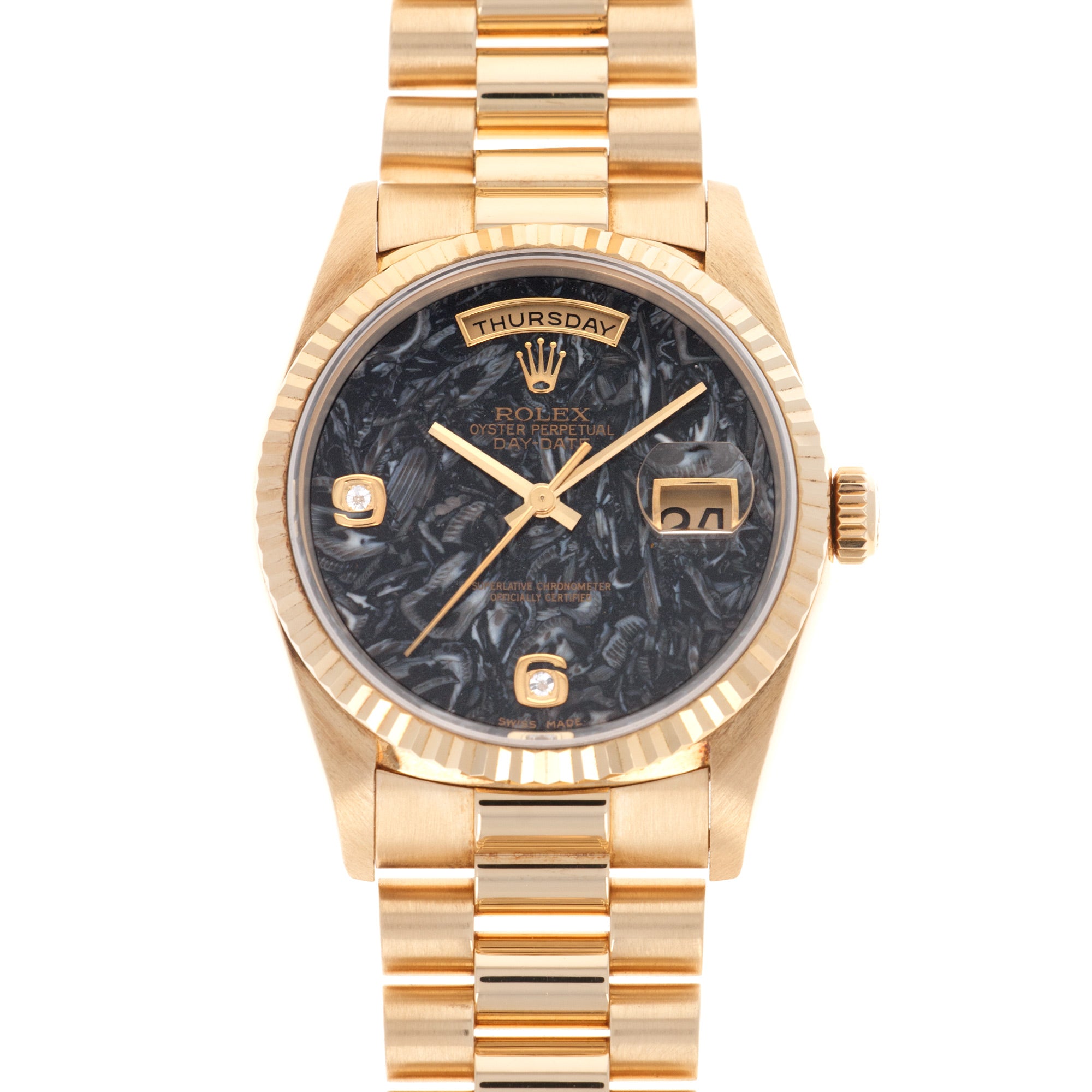Rolex - Rolex Yellow Gold Day-Date Ammonite Stone Dial Watch Ref. 18238 - The Keystone Watches