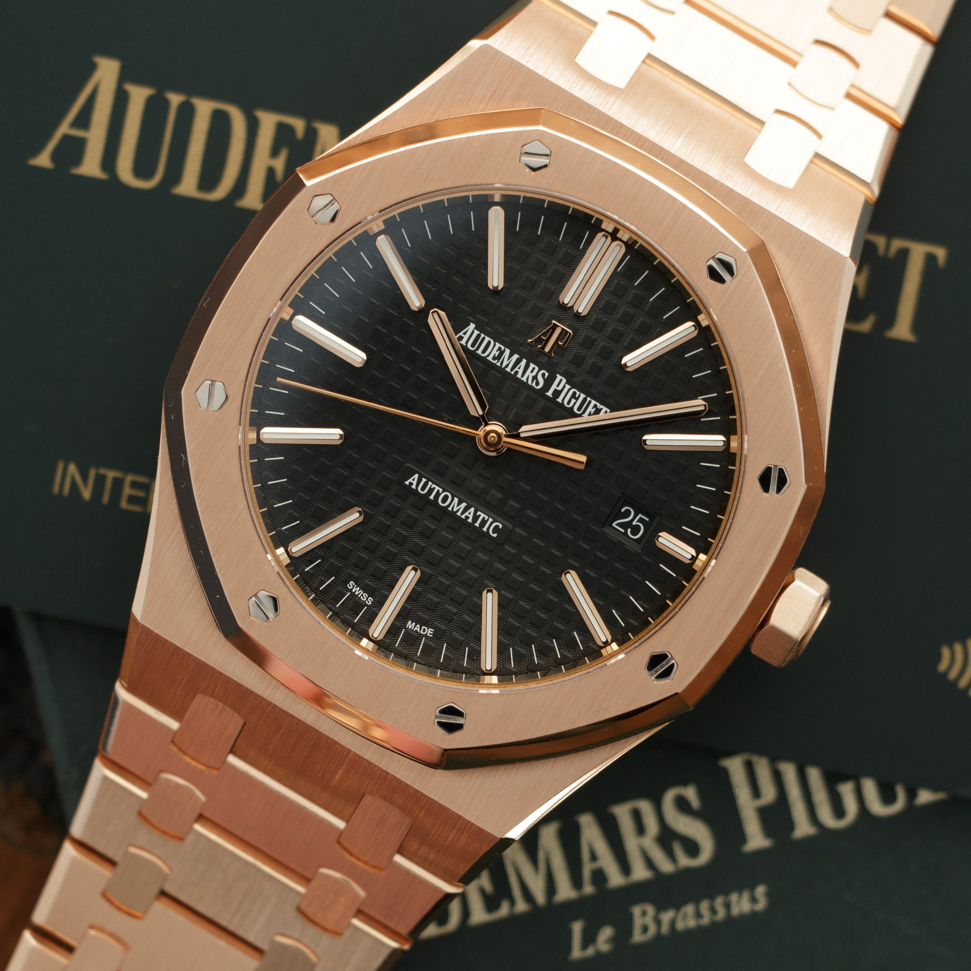 Audemars Piguet - Audemars Piguet Rose Gold Royal Oak Watch Ref. 15400 with Original and Papers - The Keystone Watches